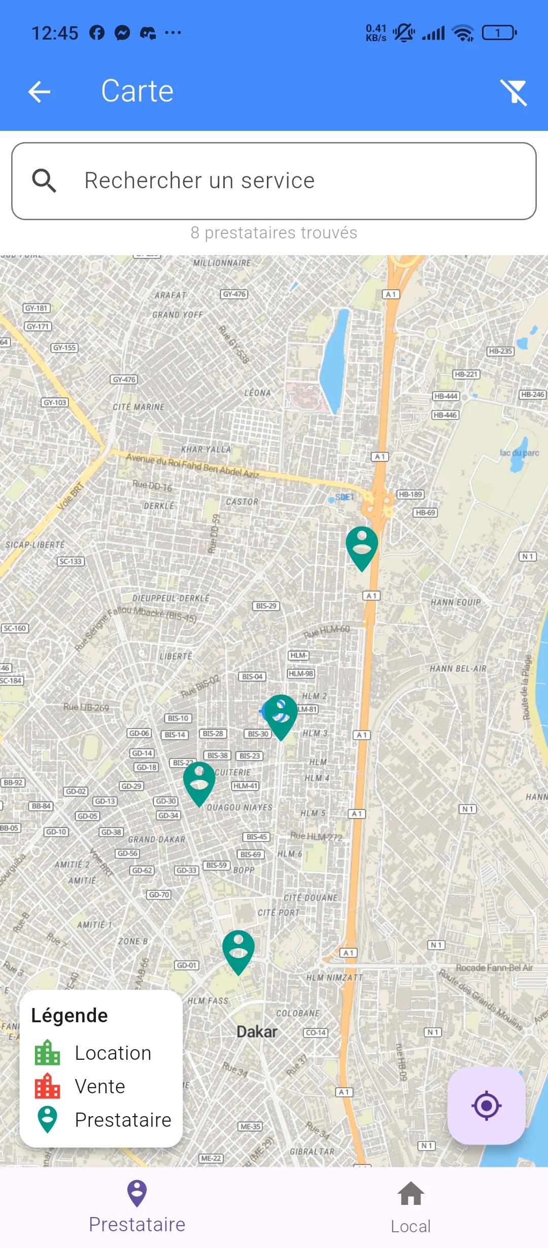 Messagerie de l'application Yeggal Services