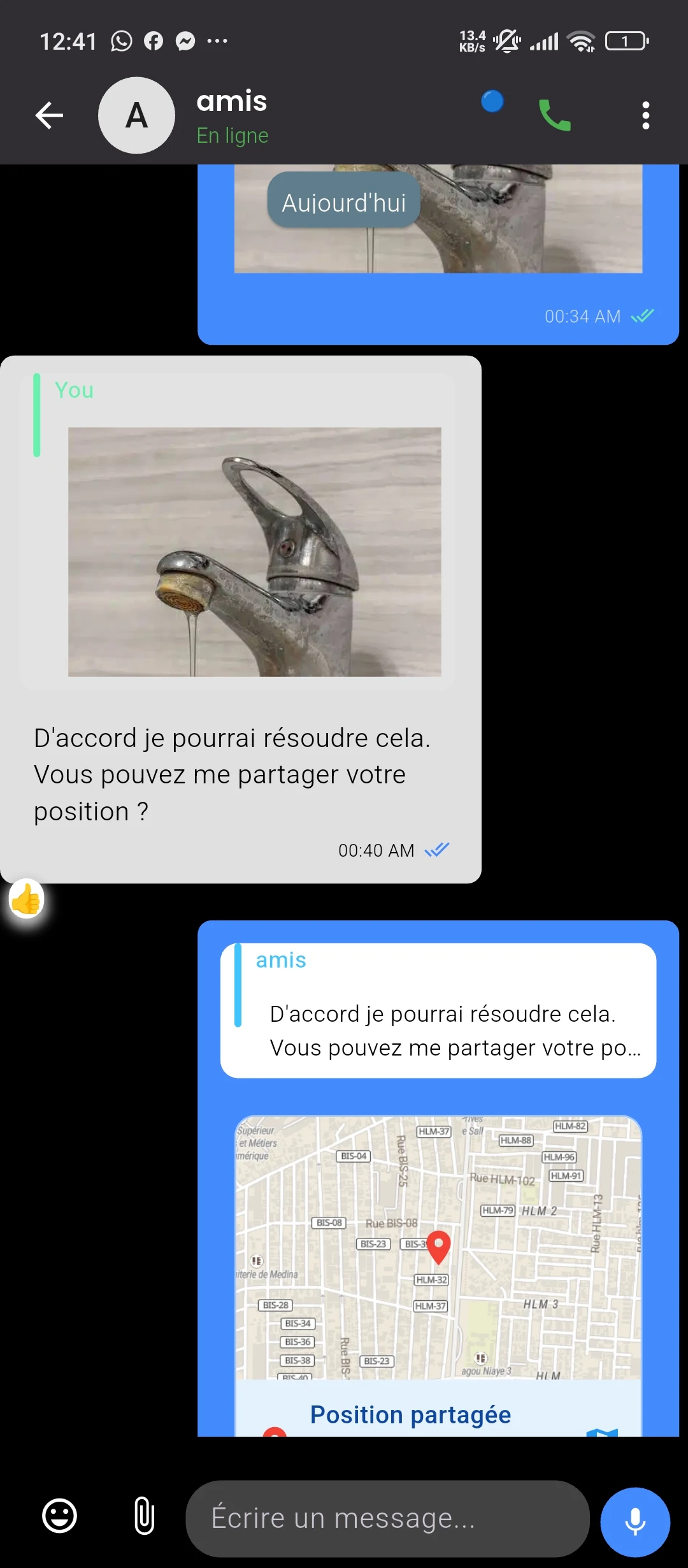 Demande de service dans l'application Yeggal